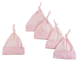 Girl 100% Cotton Pink Knotted Baby Cap (Pack of 5) One Size - $23.75