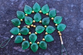 Natural 20 piece smooth pointed  green chalcedony gemstone briolette bead 11 x 1 - £55.94 GBP