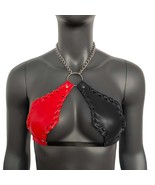 Gothic Red &amp; Black Vampira Cross Top Bra with Chain - $48.00