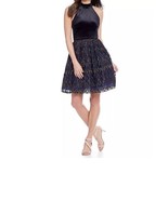 LESLIE FAY Flocked Velvet Fit &amp; Flare Dress Women&#39;s Size 16W NWT $128 - £36.45 GBP