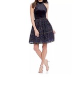LESLIE FAY Flocked Velvet Fit &amp; Flare Dress Women&#39;s Size 16W NWT $128 - $46.46