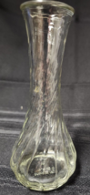 Swirl Bud Vase Hoosier Glass 6&quot;Clear #8 4064 Vintage Wedding Anniversary Flower - £6.25 GBP