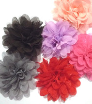 /pc Handmade Chiffon Flower Appliques Craft Sew for Brooch Hat 4.5&quot; /11c... - $4.99