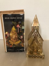 Vintage Brass Filigree Church Votive Tealight Holder-No. 54-166 Hong Kong 7&quot; IOB - £17.48 GBP