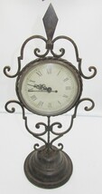 DECORATIVE BATTERY OPERATED MANTEL DESK SHELF CLOCK PEDESTAL METAL VINTA... - $297.16 MXN