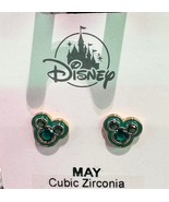 Disney Parks Mickey Mouse CZ Faux Emerald May Birthstone Earrings Gold C... - $47.70 CAD