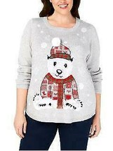 Karen Scott Womens Plus Patchwork Bear Holiday Christmas Sweater - $488.04 MXN