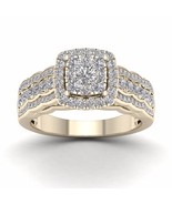 Authenticity Guarantee 
10K Yellow Gold 0.84 Ct Diamond Cluster Halo Eng... - $899.00