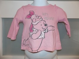 Disney Pooh &amp; Piglet Let&#39;s Explore Pink LS T-Shirt Size 6 Months Girl&#39;s - £10.11 GBP