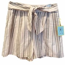CeCe Metallic Pink Stripe Tie Waist Shorts NWT Size 6 - £33.24 GBP