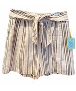 CeCe Metallic Pink Stripe Tie Waist Shorts NWT Size 6 - £33.02 GBP