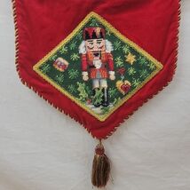 Vtg Nutcracker Table Runner Needlepoint Tassel XMAS Ornament Red Piping ... - $9.95