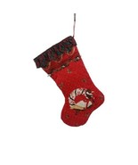 Vintage Christmas MALLARD DUCK GOOSE Stocking Quilted w Bells Red Loge C... - $239.70 MXN