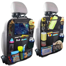 2x Car Back Seat Organiser Tablet Holder Storage Kick Mats Kids Toys Bag... - $17.90