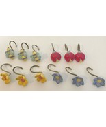 Shower Curtain Hooks Set 12 flowers ladybugs Bumble Bees Girls Resin Fun... - $20.36 CAD