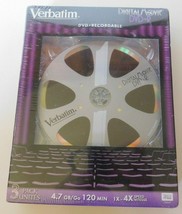 Verabtim Digital Movie DVD+R 4.7GB/120 Min 3-Pack Sealed Brand New - £10.22 GBP