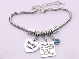 Maid Of Honor charm bracelet  - Your Own Charms Can Be Added Too - £14.57 GBP