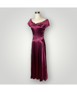 Vintage 1930s Satin Gown Off Shoulder Deep Red Floor Length Handmade Dre... - £133.14 GBP