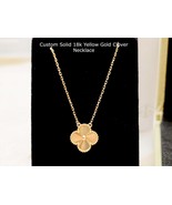 Real 18k Yellow Gold Alhambra Clover Necklace for Women 15mm 15.7 Inches... - £1,193.92 GBP