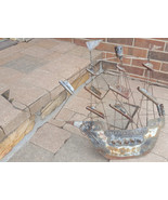 Vtg Iron Ship-Mid Century Metal Art-Viking Ship Sculpture-Trench Outside... - $1,312.46 MXN