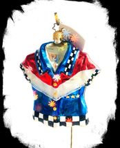 New! Authentic Rare Christopher Radko American Racing Shirt Blown Glass Ornament - $89.99