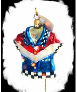 NEW! Authentic Rare Christopher Radko AMERICAN RACING SHIRT Blown Glass ... - $124.12 CAD