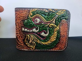 Leather Mens Wallet, Bifold Money Clip, Giant Carved Wallet, Western cut... - $43.99