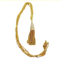 Savvy Cie Tassel Pendant 18K Gold Plated $175 Austrian Crystals 32&quot; GR8 GIFT NWT - £39.68 GBP