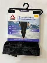 Reebok Women&#39;s Warm Performance Base Layer Pants Size Large Black Camo NEW - £6.15 GBP