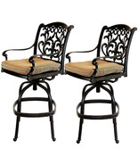 Patio outdoor living cast aluminum bar stools set of 2 swivel Flamingo B... - £585.44 GBP