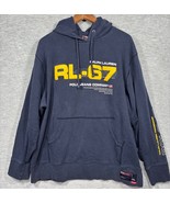 Vtg 90s Ralph Lauren Polo Jeans Mens Hoodie L RL-67 Navy Blue Logo - $59.28