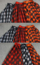 A-line Orange Plaid Tulle Midi Skirt Women Plus Size Fluffy Long Plaid Skirt image 5