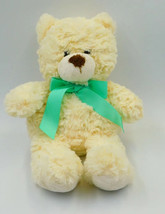Animal Adventure beige Bear plush toy stuffed animal green ribbon bow 12" 2016 - £10.38 GBP