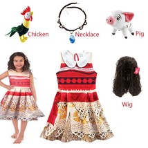 Play princess dress moana children vaiana girls party costume dresses with necklace pet thumb200