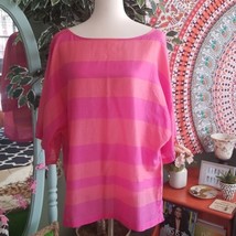 NWOT Ann Taylor LOFT color block stripe Flowy Summer blouse Pink Peach Size M - £15.82 GBP