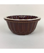 Ceramic Fluted Tube Cake Bread Dessert Pan Leaf Pattern Brown Approx 3 1... - $24.75