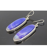 925 Sterling Silver - Cabochon Cut Purple Agate Shiny Dangle Earrings - ... - £37.83 GBP