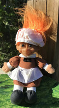 Vtg Russ Collector Troll Plushie Thanksgiving Pilgrim Doll Girl Brwn Eyes Org Hr - £10.41 GBP