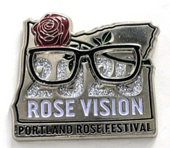 Portland Rose Festival 2020 Pin Rose Vision Eyeglasses Glitter Oregon So... - $243.83 MXN
