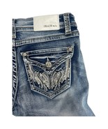 Grace Jeans Womens 27 Blue Boot Cut Low Y2K Wings Rhinestone Embroidered... - $31.67
