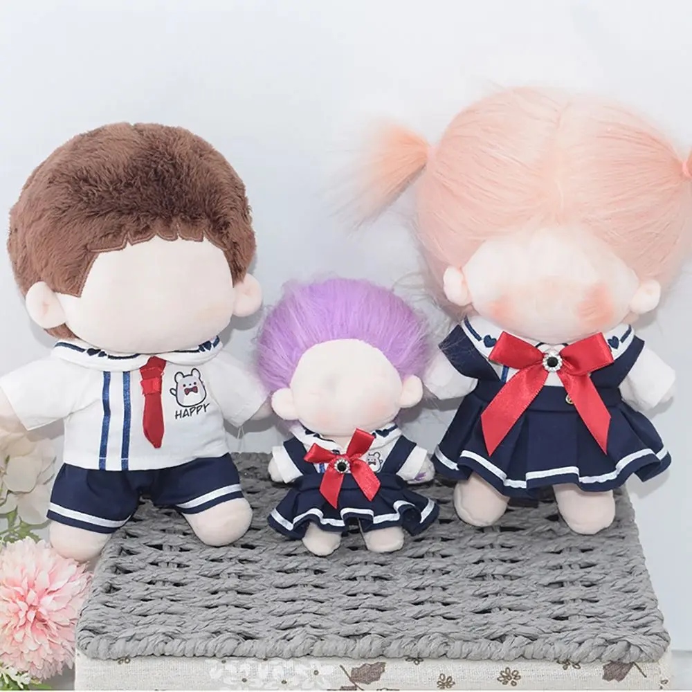White&amp;Navy Blue Doll Clothes Bowknot 10/20cm Miniature School Uniform Playing - £9.84 GBP+