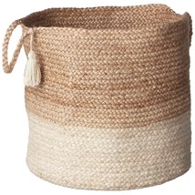 Ox Bay Betsy Two-Tone Natural Jute Woven Decorative Storage Basket With Handles - £59.45 GBP