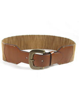 RALPH LAUREN Natural Brown Faux Leather Stretch Wide Belt L - $734.66 MXN