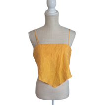 ZARA Yellow Satin Effect Handkerchief Bandeau Strappy Cropped Top w/ Bac... - $14.99