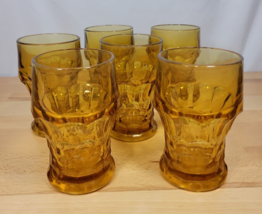 Set of 6 Viking Glass Tumblers Georgian Honeycomb Pattern Vintage MCM Amber - $29.99