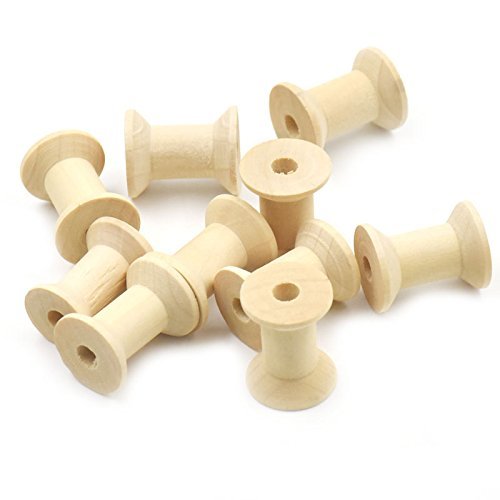 Bluemoona 20 Pcs - Natural Wood Empty Thread Spools Cylinder Craft Ends Wooden p
