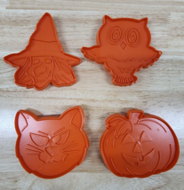 VTG Hallmark Halloween Cookie Cutter Molds Set Witch Owl Cat Jack-O-Lantern  4&quot; - £11.95 GBP