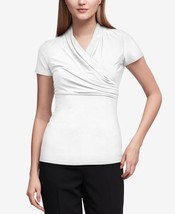 MSRP $49 Dkny Petite Draped Surplice Blouse White Size XL Petite (STAINED) - £13.60 GBP