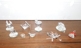 LOT 9 Mini Crystal Figurine Love Bird Bath Butterfly Turtle Fish Snowflake++ - $29.69