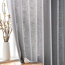 Fmfunctex Sheer Grey Bedroom Curtains 96&quot; Length Casual Weave Semi-Sheer Drapes - £33.71 GBP